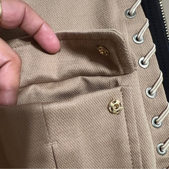 Etcetera Suit Jacket Size 8 Beige Black Dress Casual Cotton Zipper Front EUC - Picture 11 of 14